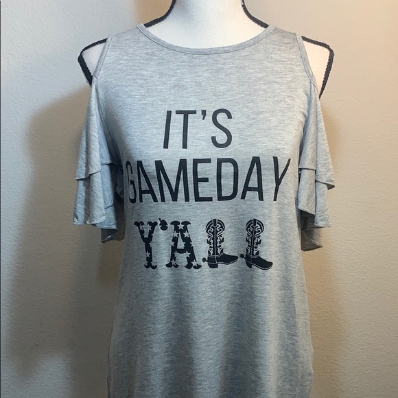 Alya It’s game day y’all cold shoulder top - Picture 4 of 5